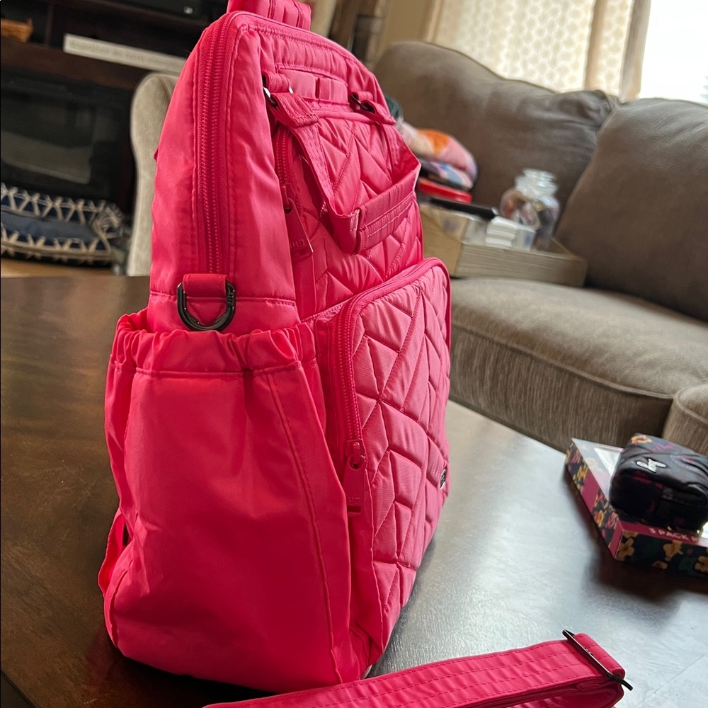 Lug Magenta Canter Quilted Backpack, crossbody and tote. - Picture 3 of 9